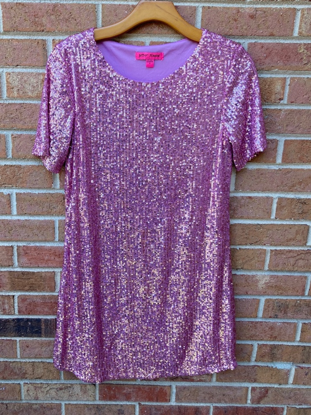 Betsey Johnson Pink Sequin High Low Shift Dress - Small - Picture 13 of 13